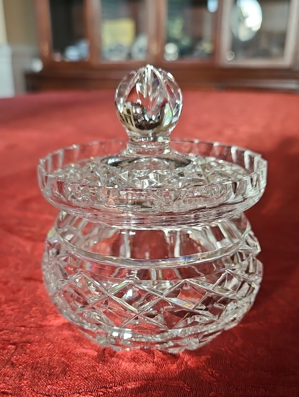 Vintage Cut Crystal Lidded Jam/Honey Jar, Candy Dish, Vanity Powder, Trinket Jar